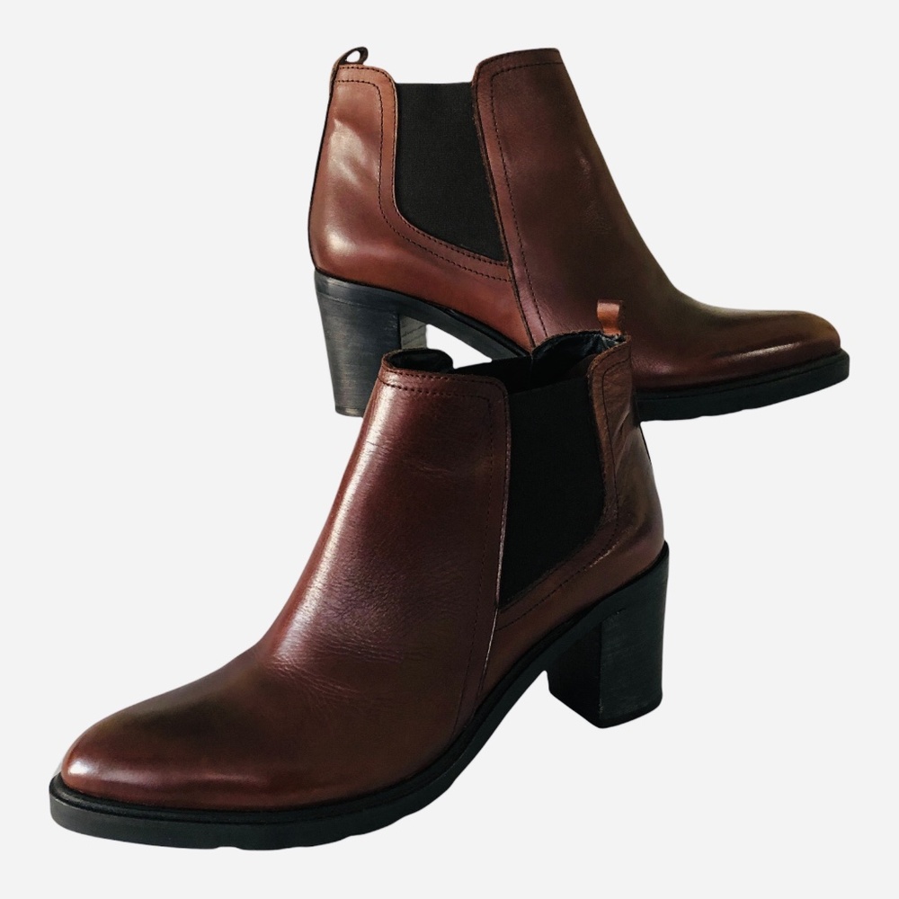 Carlo Cecchini Italian Bootie Leather brown Pull On Boots Women 9.5